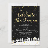 Gold Christmas Holiday open huis uitnodiging (Voorkant)