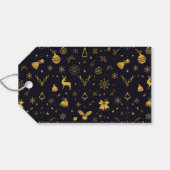 Gold Christmas Icons Gift Tag Cadeaulabel (Achterkant Horizontaal)