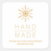 Gold Christmas Modern Snowflake for Business Vierkante Sticker (Voorkant)