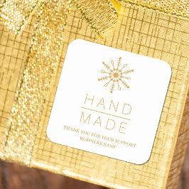 Gold Christmas Modern Snowflake for Business Vierkante Sticker