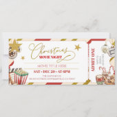 Gold Christmas Movie Night Ticket Kaart (Voorkant)