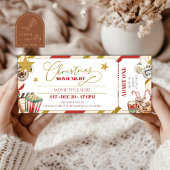 Gold Christmas Movie Night Ticket Kaart