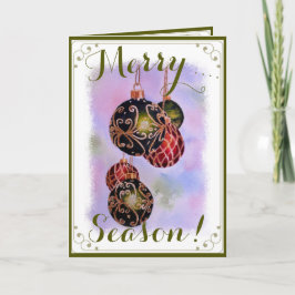 GOLD CHRISTMAS ORNAMENS SEASONS GREETST FEESTDAGEN KAART