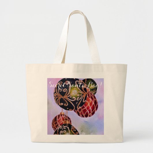  GOLD CHRISTMAS ORNAMENS SECRET SANTA GROTE TOTE BAG (Voorkant)