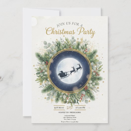 Gold Christmas Party Invitation | Editable Friends Kaart (Voorkant)