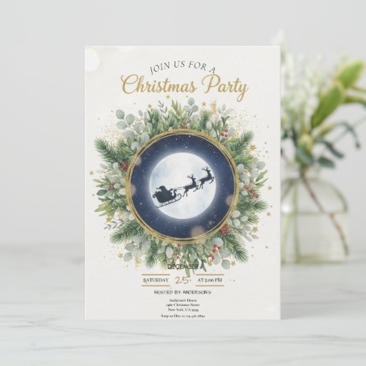 Gold Christmas Party Invitation | Editable Friends Kaart (Staand voorkant)