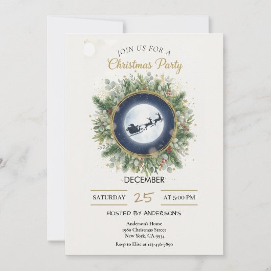 Gold Christmas Party Invitation | Editable Friends Kaart (Voorkant)