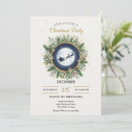 Gold Christmas Party Invitation | Editable Friends Kaart (Staand voorkant)