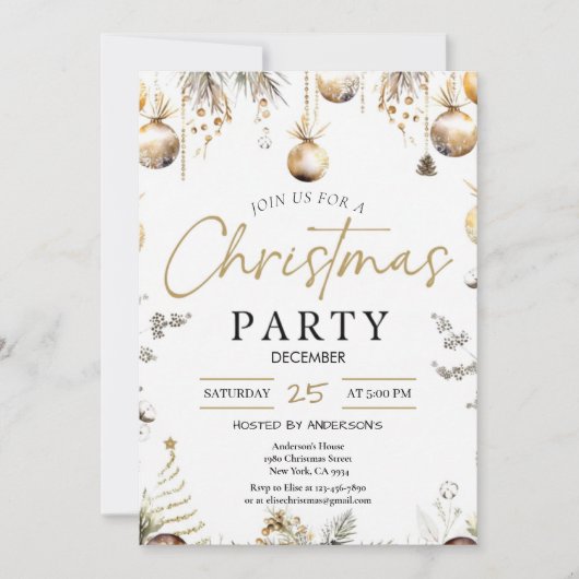 Gold Christmas Party Invitation | Editable Friends Kaart (Voorkant)