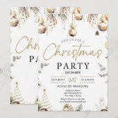 Gold Christmas Party Invitation | Editable Friends Kaart (Voorkant / Achterkant)