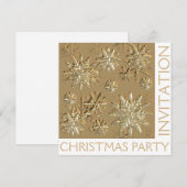Gold Christmas Party Snowflake Invitation Kaart (Voorkant / Achterkant)