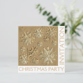 Gold Christmas Party Snowflake Invitation Kaart (Staand voorkant)