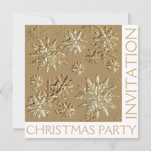 Gold Christmas Party Snowflake Invitation Kaart (Voorkant)
