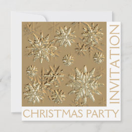 Gold Christmas Party Snowflake Invitation Kaart