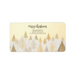 Gold Christmas Pine Trees Retouradres Labels<br><div class="desc">Gouden en zilveren kerstpijnbomen op een besneeuwde witte achtergrond in een  waterverf stuk. Het ziet er prachtig uit op dit retouradres label. U kunt de begroeting "Vrolijk kerstfeest" bewerken,  ook,  wijzig het voorbeeld "van" namen en adres. (faux goud)</div>