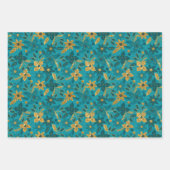 Gold Christmas Poinsettia Flowers Inpakpapier Vel (Voorkant 3)