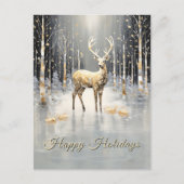 Gold Christmas Reindeer Holiday Briefkaart (Voorkant)