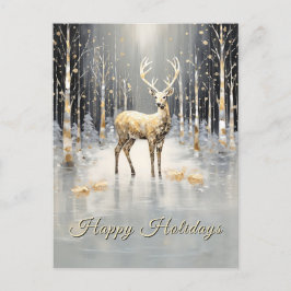 Gold Christmas Reindeer Holiday Briefkaart