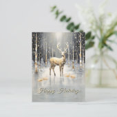 Gold Christmas Reindeer Holiday Briefkaart (Staand voorkant)
