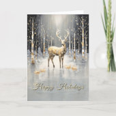 Gold Christmas Reindeer Holiday Card Kaart (Voorkant)