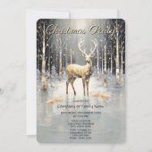 Gold Christmas Reindeer Holiday Party Invitation Kaart (Voorkant)