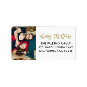 Gold Christmas Script Typography foto retour Etiket (Voorkant)