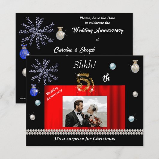 Gold Christmas Surprise 5e bruiloft Jubileum Kaart (Voorkant / Achterkant)