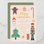 Gold Christmas Things Holiday Santa Family Foto Folie Uitnodiging<br><div class="desc">Gold Christmas Things Holiday Santa Family Foto Folie Uitnodiging</div>