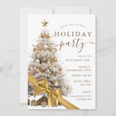Gold Christmas Tree Bow Corporate Holiday Party  Kaart (Voorkant)