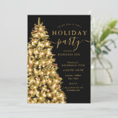 Gold Christmas Tree Corporate Holiday Party Kaart (Staand voorkant)