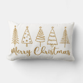 Gold Christmas Tree Merry Christmas Throw Pillow Kussen
