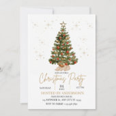   gold christmas tree party invite  kaart (Voorkant)