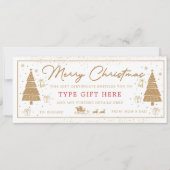 Gold Christmas Tree Present Gift Voucher Card Kaart (Voorkant)