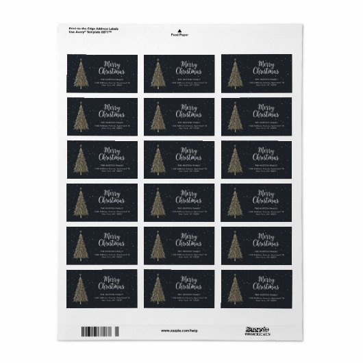 Gold Christmas Tree Return Address Label (Full Sheet)