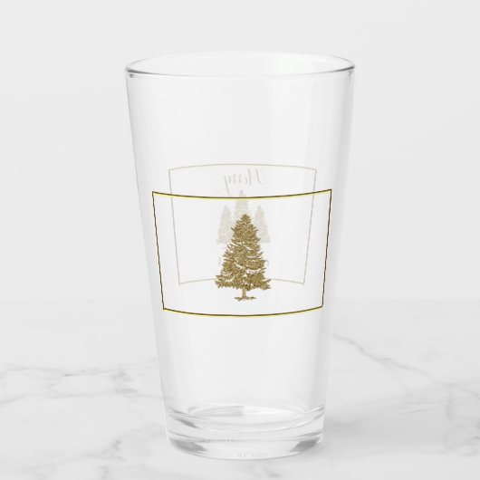 Gold Christmas Trees Glas (Achterkant)