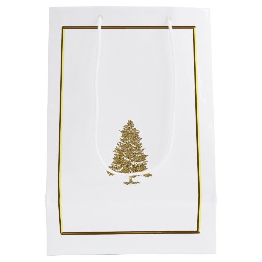 Gold Christmas Trees  Medium Cadeauzakje (Achterkant)