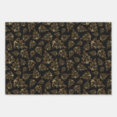 Gold Christmas Trees on Navy Blue, Black, White Inpakpapier Vel (Voorkant 2)