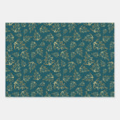 Gold Christmas Trees on Purple, Navy Blue, Teal Inpakpapier Vel (Voorkant 3)