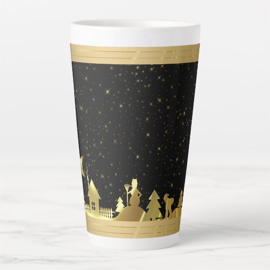 Gold Christmas Village Latte Mok (Voorkant)