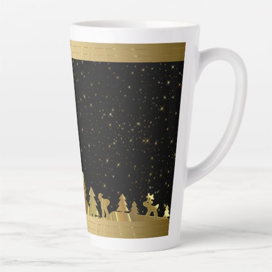 Gold Christmas Village Latte Mok (Rechts)