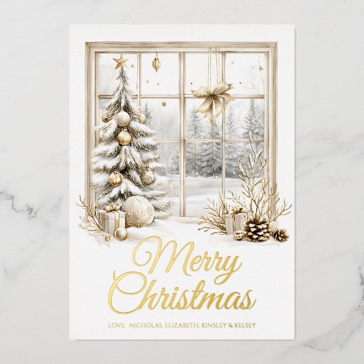 Gold Christmas Window Foil Holiday Card Folie Feestdagenkaart (Voorkant)