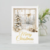 Gold Christmas Window Foil Holiday Card Folie Feestdagenkaart (Staand Voorkant)