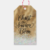 Gold Christus de Savior Christelijke Kerstmis Cadeaulabel (Voorkant)