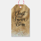 Gold Christus de Savior Christelijke Kerstmis Cadeaulabel (Voorkant)