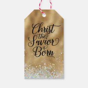 Gold Christus de Savior Christelijke Kerstmis Cadeaulabel