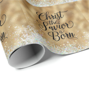 Gold Christus de Savior Christelijke Kerstmis Cadeaupapier
