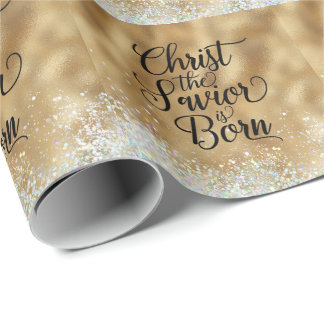 Gold Christus de Savior Christelijke Kerstmis Cadeaupapier