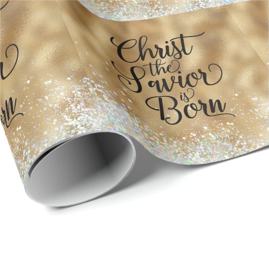 Gold Christus de Savior Christelijke Kerstmis Cadeaupapier (Rol Hoek)