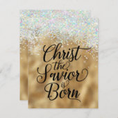 Gold Christus de Savior Christelijke Kerstmis Informatiekaartje (Voorkant / Achterkant)