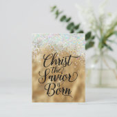 Gold Christus de Savior Christelijke Kerstmis Informatiekaartje (Staand voorkant)
